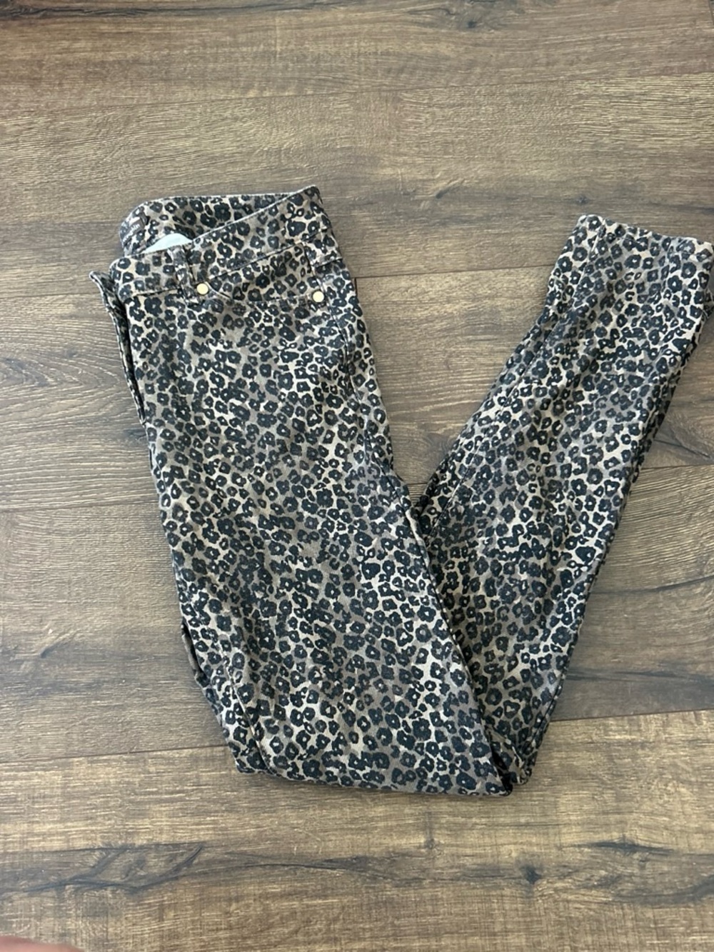 Leopard Print Skinny Jeans - Neutral Tones